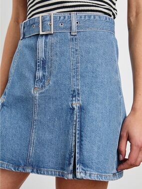 Rails Classic Pleated Denim Mini Skirt with Belt
